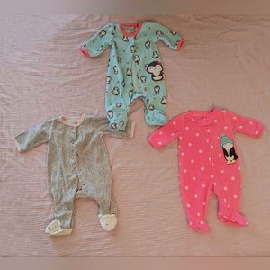 Carters Newborn Fleece Sleepers x3